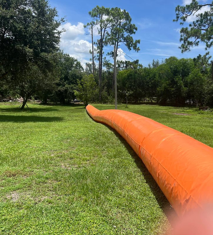 Red construction barriers