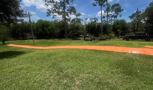 Red construction fencing