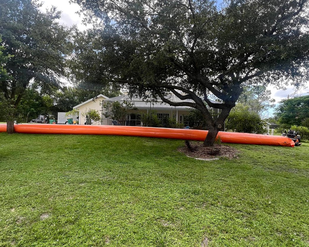 Red barriers on concrete